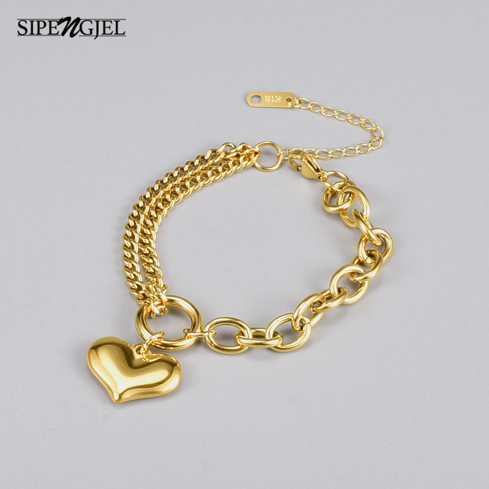 SIPENGJEL Fashion Stainless Steel Heart Charm Bracelets For Women Bohemia Party Big Chain Link Bracelet Party Jewelry Gift
SIPENGJEL Fashion Stainless Steel Heart Charm Bracelets For Women Bohemia Party Big Chain Link Bracelet Party Jewelry Gift