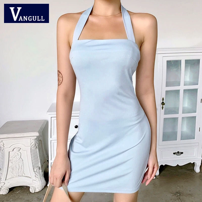 Vangull Blue Halter A-line Dress Women Summer New Slash Neck Backless Slim Spaghetti Strap Dress Female Solid Sexy Mini Dresses
Vangull Blue Halter A-line Dress Women Summer New Slash Neck Backless Slim Spaghetti Strap Dress Female Solid Sexy Mini Dresses