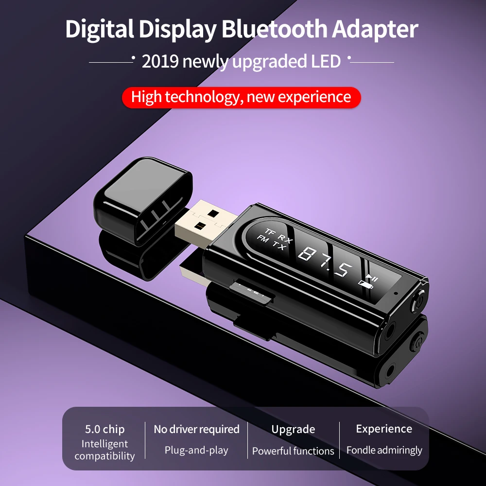 Передатчик GOOJODOQ USB Bluetooth 5 0 светодиодный дисплей MP3 плеер Aux FM ТВ ПК TF аудио стерео