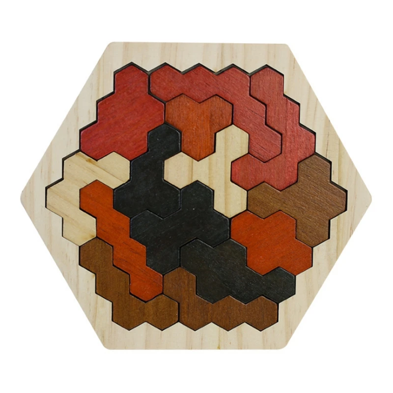 

Деревянная шестиугольная головоломка для детей и взрослых-мозаика в форме соты Tangram, головоломки, игрушки, Геометрическая логика, игра IQ