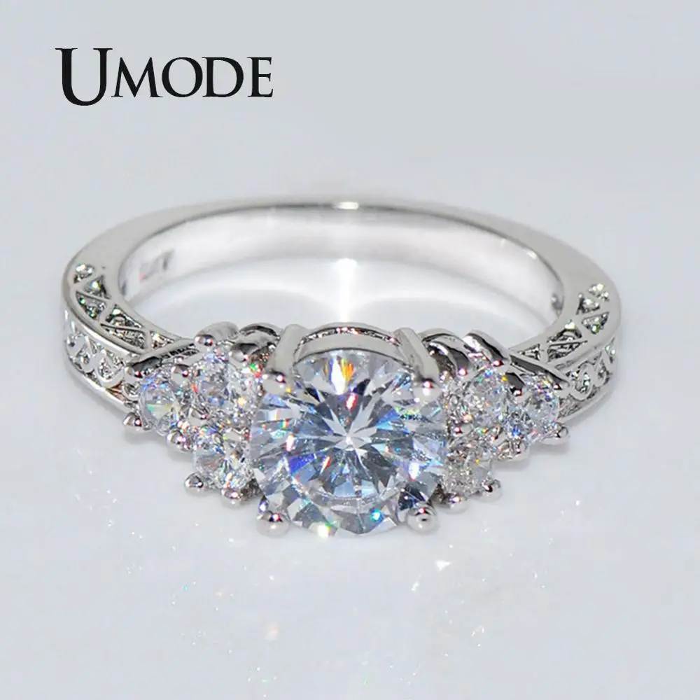 UMODE Classic Engagement Rings for Wedding Bridal Femme Zircon Fashion Crystal Women Luxury Jewelry Party UR0530 | Украшения и