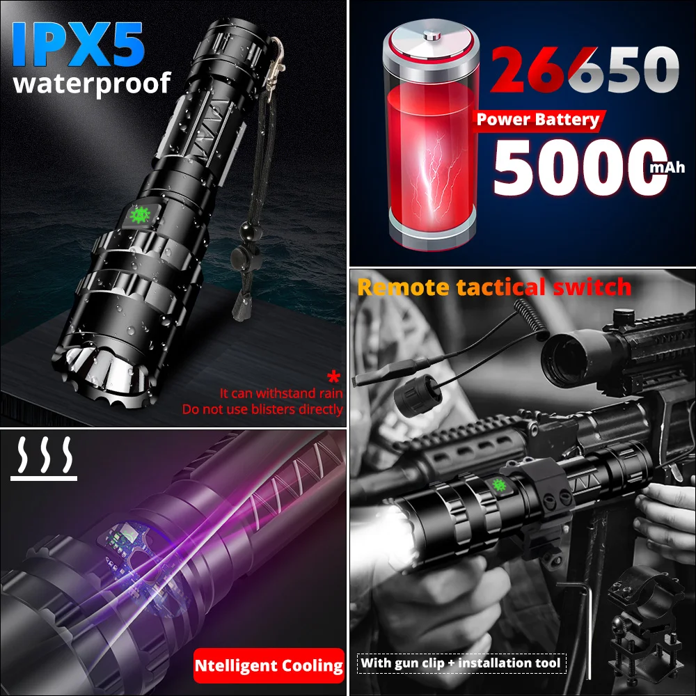 Тактические фонарики 8000 Люмен мощный светодиодный фонарик XHP50.2