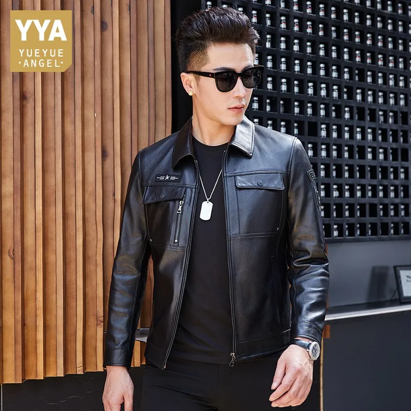 2021 New Mens Sheepskin Real Leather Jacket Moto Biker Casual Pockets Slim Fit Genuine Leather Jacket Zipper Short Outwear Coats
2021 New Mens Sheepskin Real Leather Jacket Moto Biker Casual Pockets Slim Fit Genuine Leather Jacket Zipper Short Outwear Coats