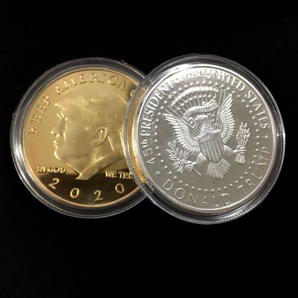 10PCS lot Creative Souvenir Gold Plated Donald J Trump Of US President Donald Trump Silver Gold Plated EAGLE Commemorative Coin
10PCS lot Creative Souvenir Gold Plated Donald J Trump Of US President Donald Trump Silver Gold Plated EAGLE Commemorative Coin