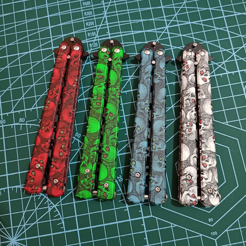 Outdoor Practice Stainless Steel Butterfly Knife Boundless Passivation Tool Folding Knife Skull Printing Practice Knife Tool
Outdoor Practice Stainless Steel Butterfly Knife Boundless Passivation Tool Folding Knife Skull Printing Practice Knife Tool