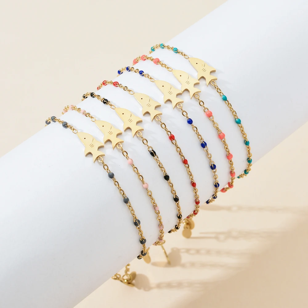 ZMZY 7pcs Mixed Color Cute Shark Charm Stainless Steel Bracelet Baby Grils Teen Gold Plated Chain Bracelets Bangles Jewelry
ZMZY 7pcs Mixed Color Cute Shark Charm Stainless Steel Bracelet Baby Grils Teen Gold Plated Chain Bracelets Bangles Jewelry