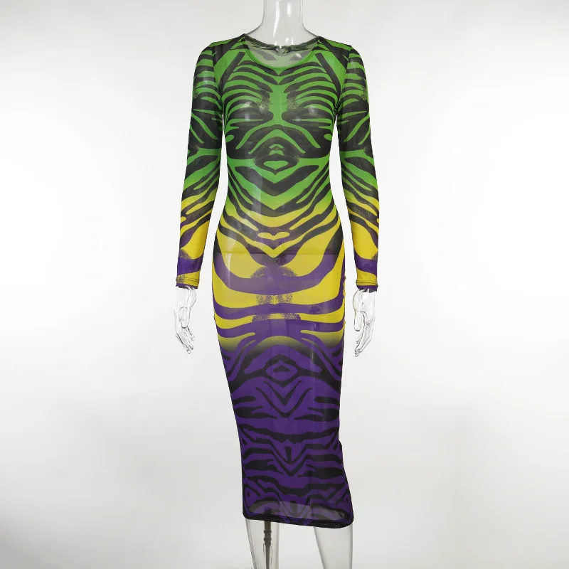 Sexy Women's Mesh See-Through Dress Gradient Color Printing Vestido Autumn Club Robe Long-Sleeved Midi Skirt Women-Clothing
Sexy Women's Mesh See-Through Dress Gradient Color Printing Vestido Autumn Club Robe Long-Sleeved Midi Skirt Women-Clothing