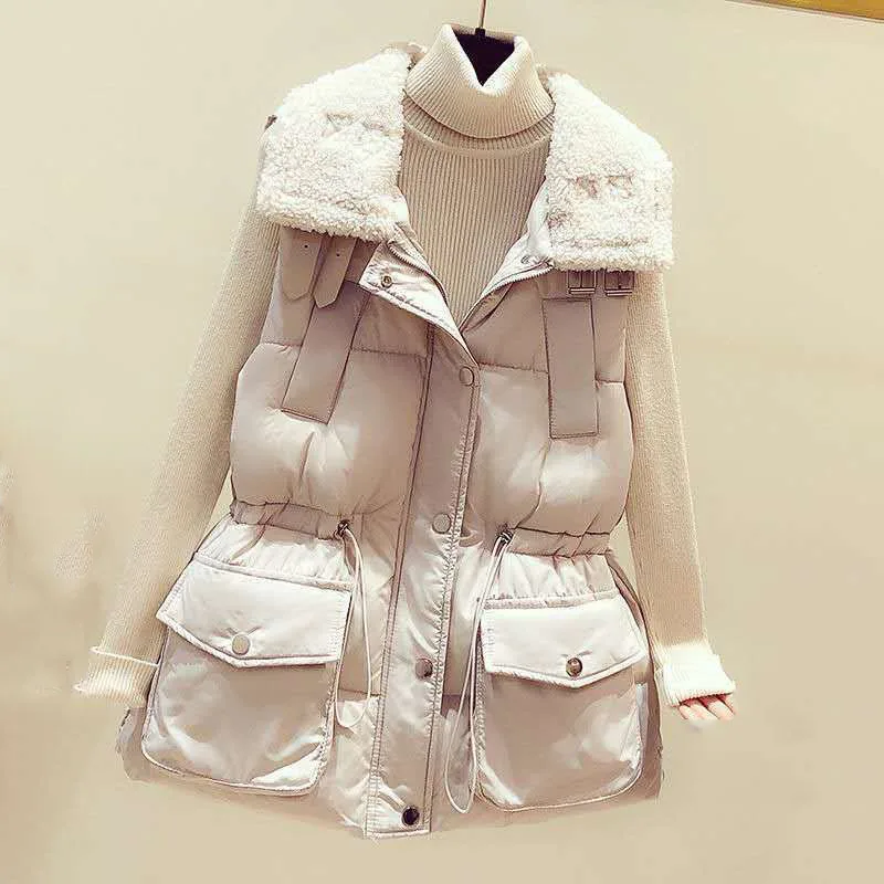 2021 Spring New Turn Down Collar Waistcoat Women Beige Color Drawstring Vest For Women Lightweight Warm Waistcoat Female
2021 Spring New Turn Down Collar Waistcoat Women Beige Color Drawstring Vest For Women Lightweight Warm Waistcoat Female