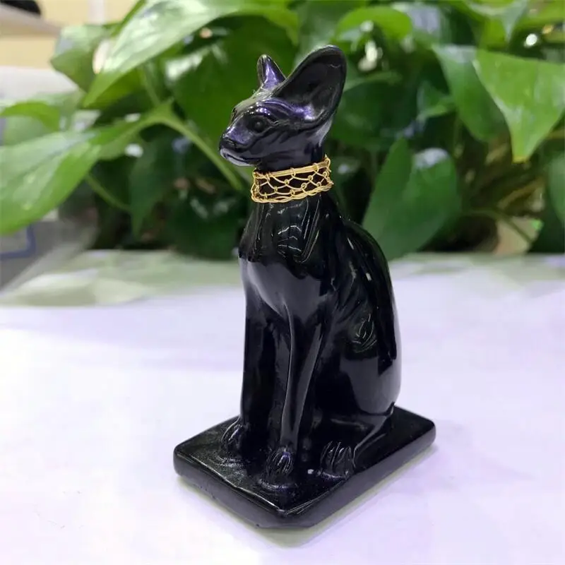 8cm Cute Natural Stone Black Obsidian Handmade Carved Egyptian Cat God Animal Powerful Statue For Home Decoration Gift 
8cm Cute Natural Stone Black Obsidian Handmade Carved Egyptian Cat God Animal Powerful Statue For Home Decoration Gift
