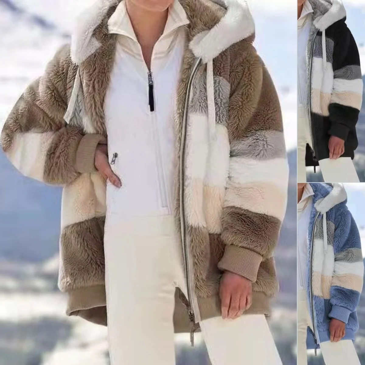 Большое мужское плюшевое однотонное пальто с капюшоном
Большое мужское плюшевое однотонное пальто с капюшоном