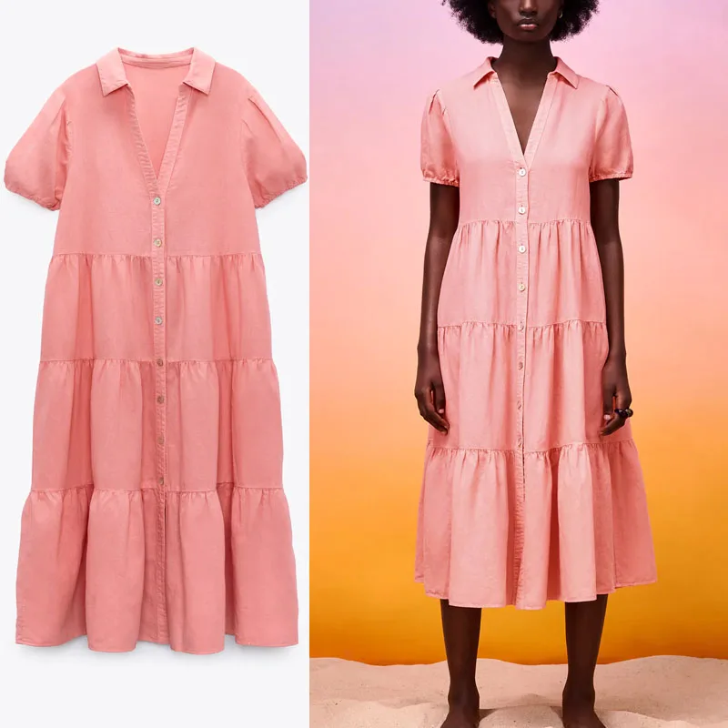 Женское Многоярусное платье-рубашка Za, плиссированное розовое офисное платье с пышными короткими рукавами, шикарное длинное платье на пуго...
Женское Многоярусное платье-рубашка Za, плиссированное розовое офисное платье с пышными короткими рукавами, шикарное длинное платье на пуго...