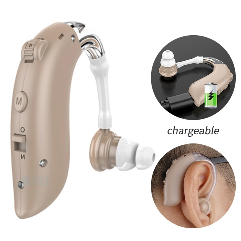 Мини перезаряжаемый слуховой аппарат новый лучший цифровой BTE Bluetooth с