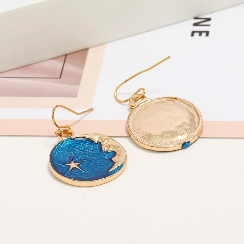 Fashion Dripping Oil Star Drop Earrings For Women Korean Gold Color Moon Simple All-match Blue Personality Earrings 2020
Fashion Dripping Oil Star Drop Earrings For Women Korean Gold Color Moon Simple All-match Blue Personality Earrings 2020