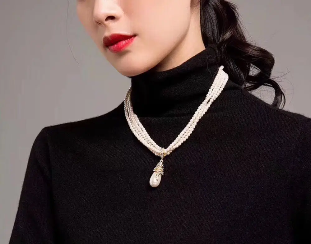 RISPADA XL24216-J38 Multi-layer elegant vintage pearl pendant sweater necklace
RISPADA XL24216-J38 Multi-layer elegant vintage pearl pendant sweater necklace