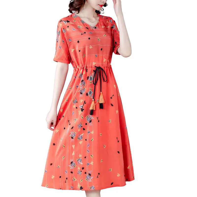Heavyweight Silk Printed Dress Women's 2021 Summer New High-end Mulberry Silk Big Brand Belt Fashion Dress
Heavyweight Silk Printed Dress Women's 2021 Summer New High-end Mulberry Silk Big Brand Belt Fashion Dress