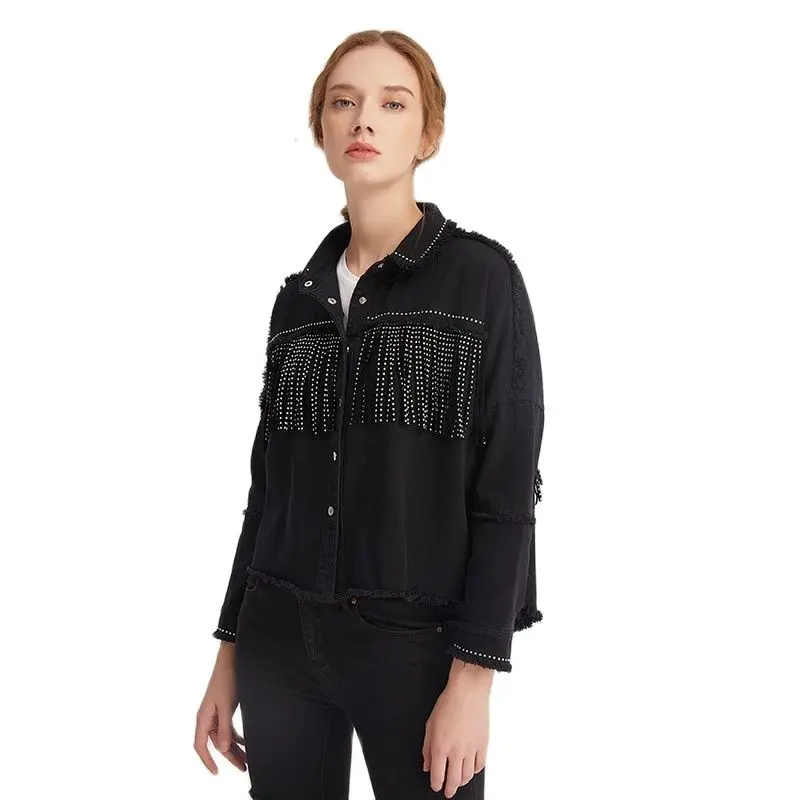 2021 Women Fashion Tassel Beaded Oversized Denim Jacket Coat Women Vintage Long Sleeve Frayed Hem Female Outerwear Chic
2021 Women Fashion Tassel Beaded Oversized Denim Jacket Coat Women Vintage Long Sleeve Frayed Hem Female Outerwear Chic