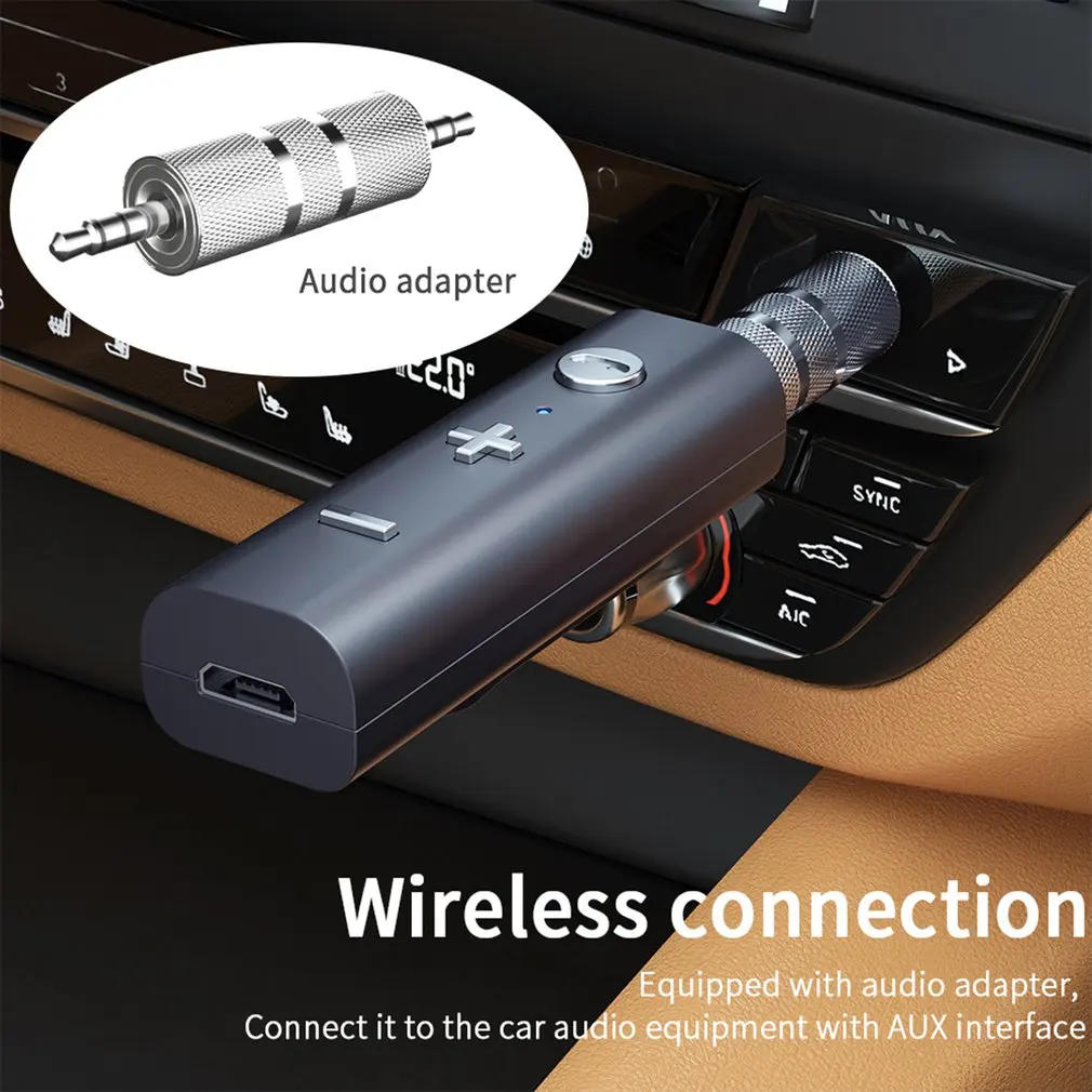 Clip-on Car Hands-free Wireless 5.0 Audio Receiver Navigate Voice Calls For 3.5 Mm Headset Audio Receiver