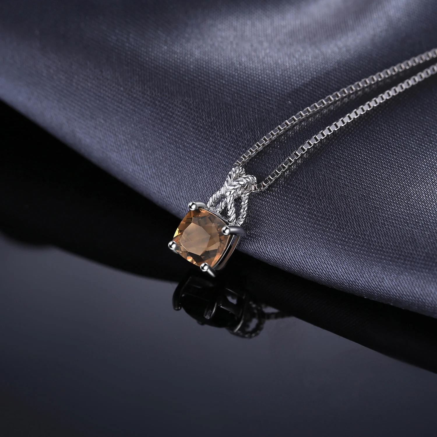 Женское ожерелье из серебра 925 пробы с натуральным дымчатым кварцем Нет цепи -