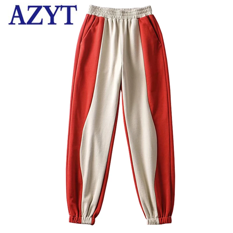 Женские шаровары в Корейском стиле AZYT, повседневные свободные спортивные брюки составного кроя с высокой талией, 2021 
Женские шаровары в Корейском стиле AZYT, повседневные свободные спортивные брюки составного кроя с высокой талией, 2021