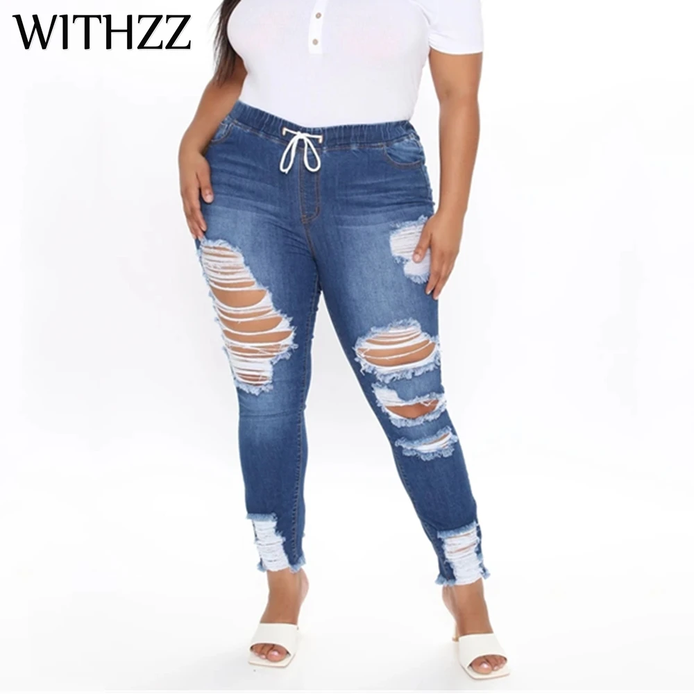 WITHZZ Women's Fashion High Elastic Bleached Ripped Denim Pencil Pants Jeans
WITHZZ Women's Fashion High Elastic Bleached Ripped Denim Pencil Pants Jeans