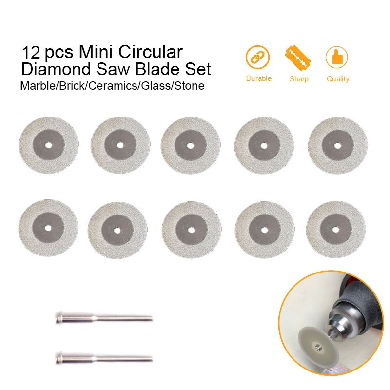 12pcs Mini Circular Saw Blades Set Cutting Disc Ceramics Cutter Glass Cut Spare Parts
12pcs Mini Circular Saw Blades Set Cutting Disc Ceramics Cutter Glass Cut Spare Parts