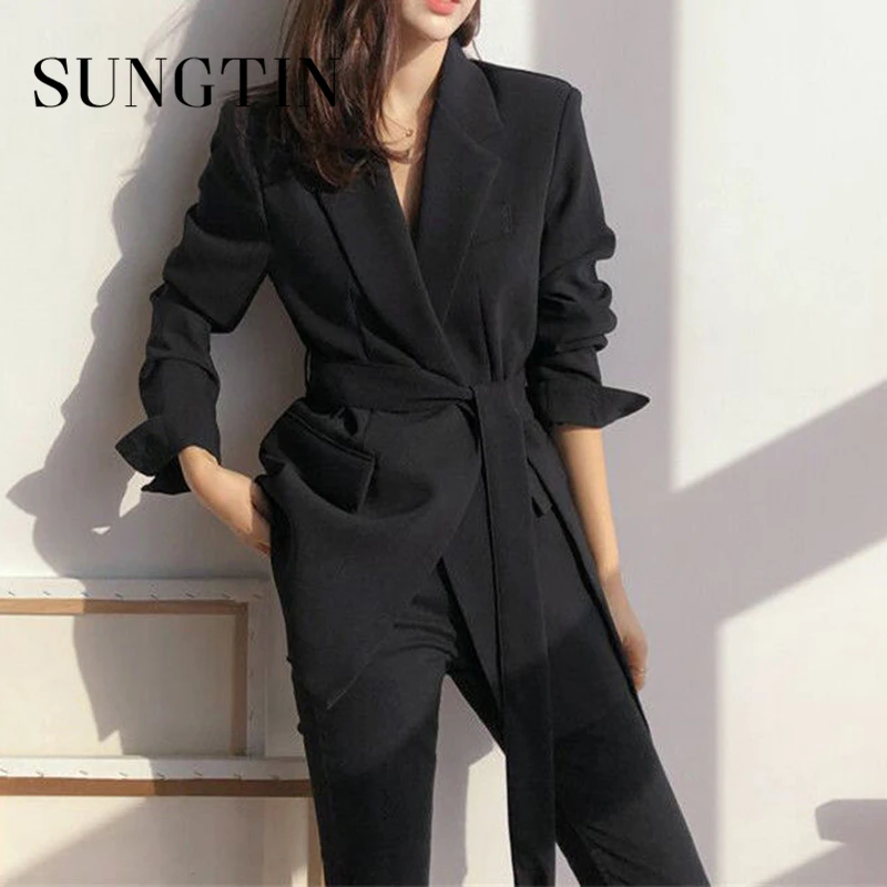 Sungtin Long Vintage Office Lady Blazer with Belt Women Loose Casual Blazers Jacket Suit Spring Autumn Korean Outerwear Female
Sungtin Long Vintage Office Lady Blazer with Belt Women Loose Casual Blazers Jacket Suit Spring Autumn Korean Outerwear Female