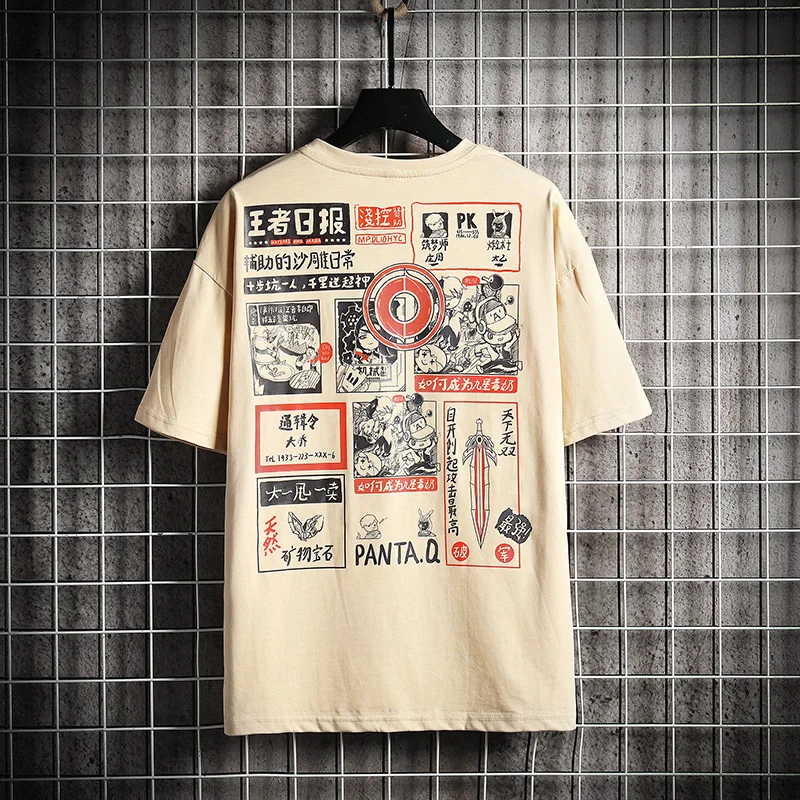 Мужская футболка оверсайз с одной дорогой 2021 аниме Графический Хлопок хип-хоп