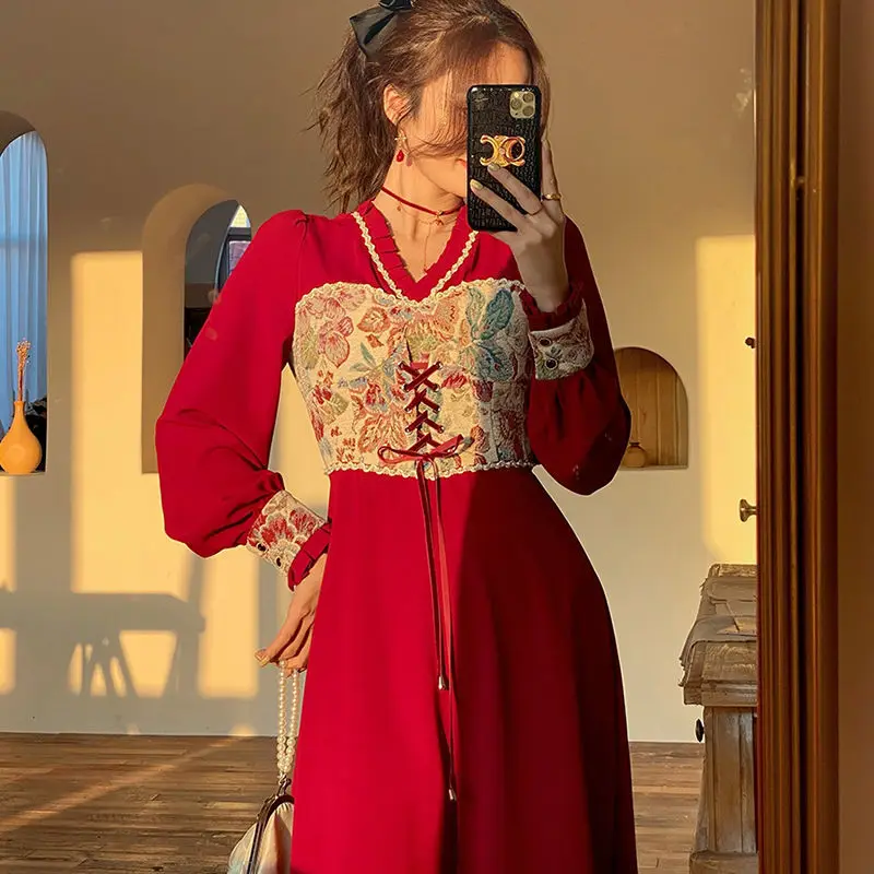2021 Patchwork Party Dress Women Spring Elegant Designer Lace Midi Dress Female Casual Print French Retro Korean Dress Women
2021 Patchwork Party Dress Women Spring Elegant Designer Lace Midi Dress Female Casual Print French Retro Korean Dress Women