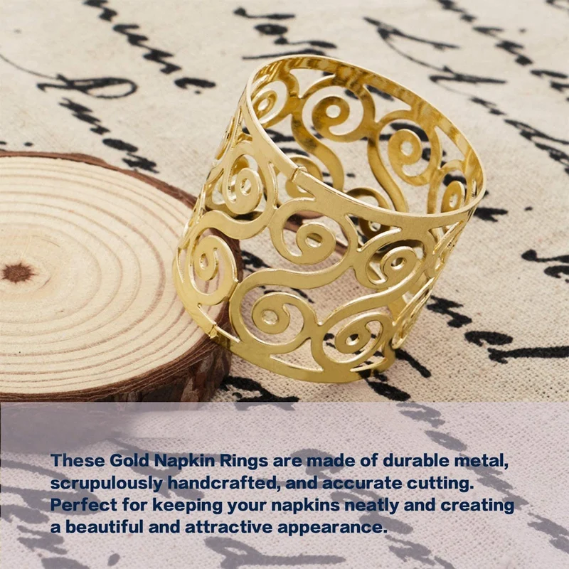 Gold Napkin Rings Set of 6,Metal Serviette Ring Holder Set Dining Table Setting Decoration for Wedding Holiday Party
Gold Napkin Rings Set of 6,Metal Serviette Ring Holder Set Dining Table Setting Decoration for Wedding Holiday Party