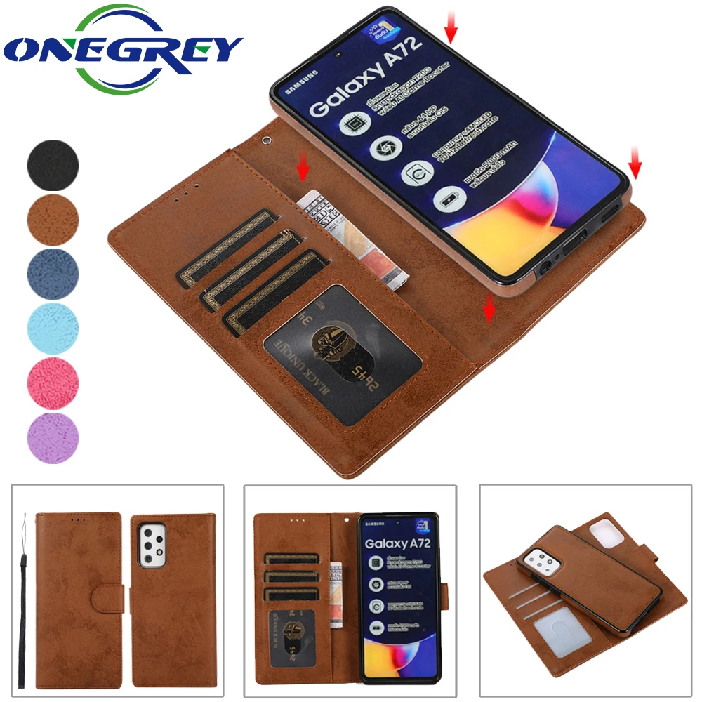 Card Slots A52 Leather Phone Case For Samsung Galaxy A72 A42 A32 A22 A12 A71 A51 A21S A70 A50 A30 A20 Removable Magnetic Cover 
Card Slots A52 Leather Phone Case For Samsung Galaxy A72 A42 A32 A22 A12 A71 A51 A21S A70 A50 A30 A20 Removable Magnetic Cover