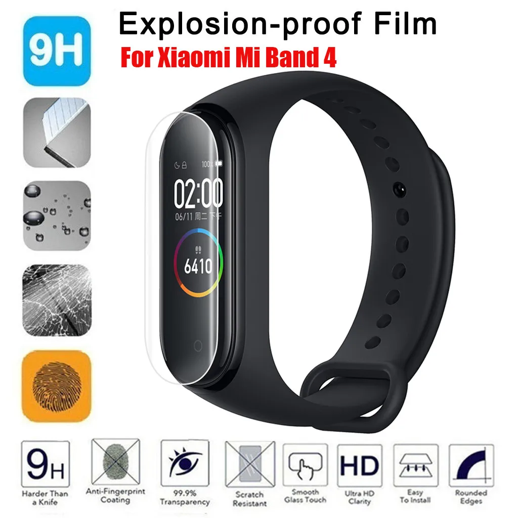 Взрывозащищенная пленка для Xio mi Xaomi Mi Band 4 Band4 защитная с полным покрытием без