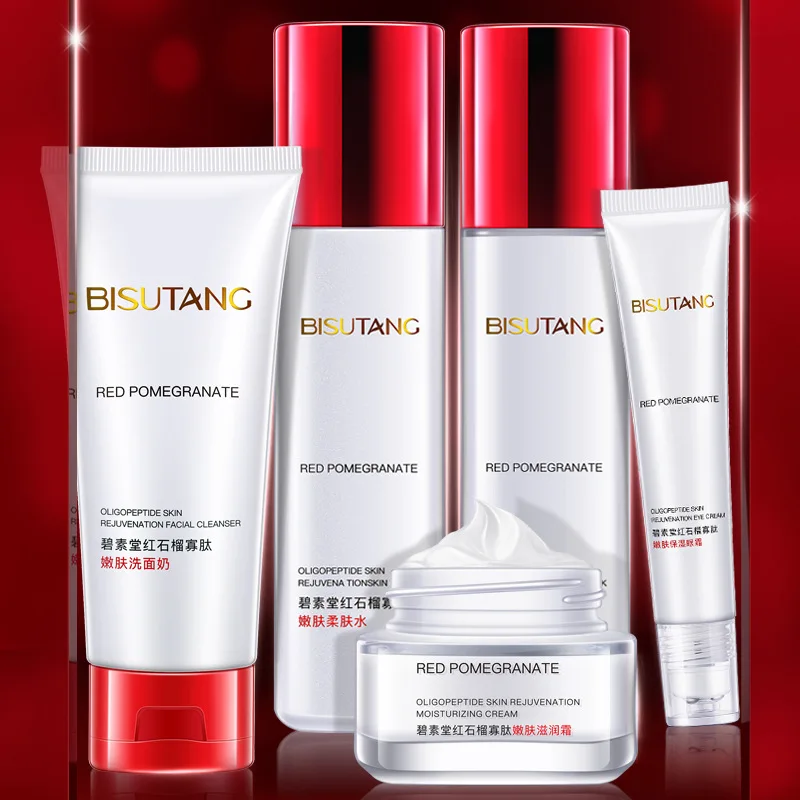 Facial Skincare Sets Cleanser Toner Lotion Eye Care Cream Face Red Pomegranate Oligopeptide Moisturizing Brighten Beauty Set Q
Facial Skincare Sets Cleanser Toner Lotion Eye Care Cream Face Red Pomegranate Oligopeptide Moisturizing Brighten Beauty Set Q