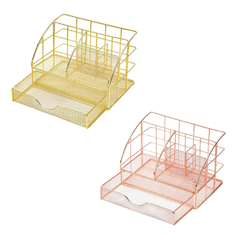 Desk Mesh Collection Organizer,Desktop Pen Holder Caddy with 5 Compartments&1 Drawer for Office&Home
Desk Mesh Collection Organizer,Desktop Pen Holder Caddy with 5 Compartments&1 Drawer for Office&Home