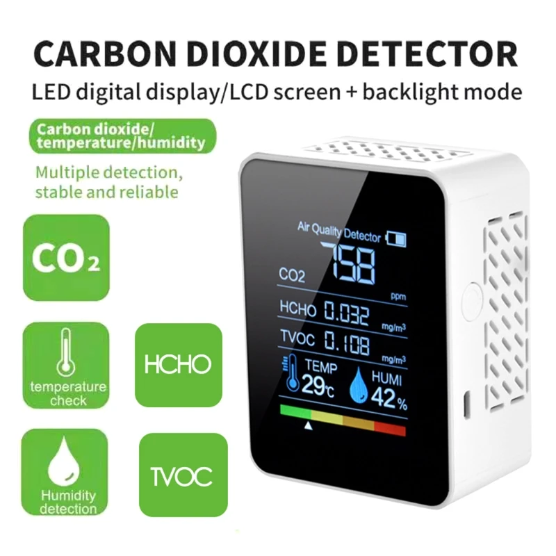 Portable CO2 Meter Digital Temperature Humidity Sensor Tester Air Quality Monitor Carbon Dioxide Formaldehyde, Air Analyzer
Portable CO2 Meter Digital Temperature Humidity Sensor Tester Air Quality Monitor Carbon Dioxide Formaldehyde, Air Analyzer