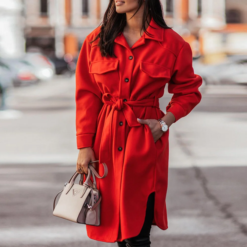 New Autumn And Winter All-match Fashion Simple Long-sleeved V-neck Tie Woolen Coat Jacket Women's Clothing Overcoat
New Autumn And Winter All-match Fashion Simple Long-sleeved V-neck Tie Woolen Coat Jacket Women's Clothing Overcoat