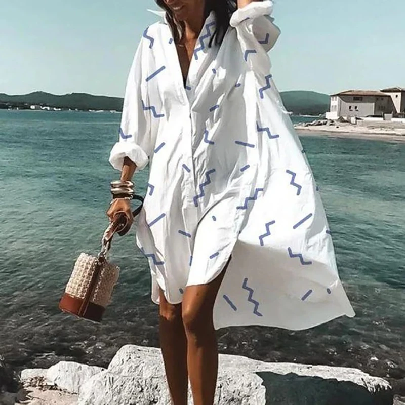 Sexy Women V Neck Shirt Dress Summer Autumn Floral Print Bohemian Dress Casual Long Sleeve Loose Beach Femme Dress Vestidos 5XL 
Sexy Women V Neck Shirt Dress Summer Autumn Floral Print Bohemian Dress Casual Long Sleeve Loose Beach Femme Dress Vestidos 5XL