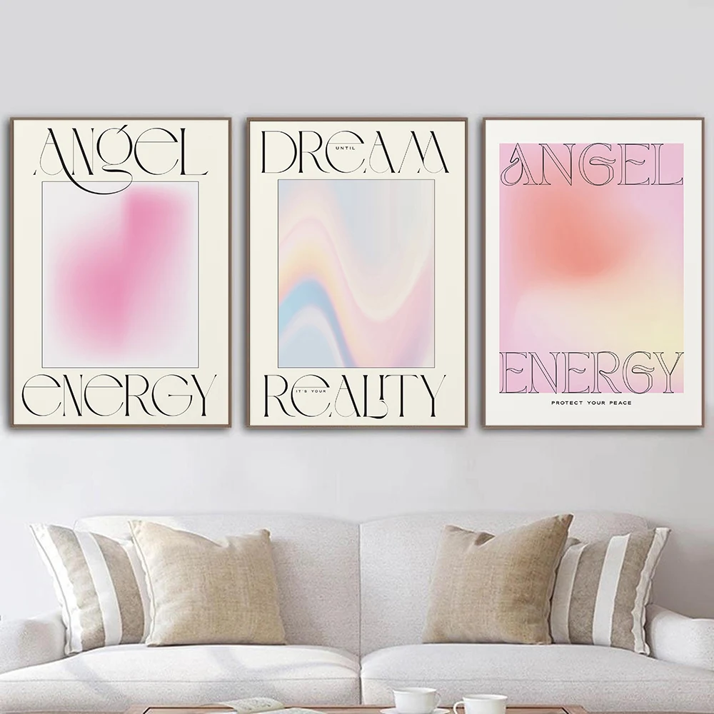 

90's Aesthetic Abstract Art Spiritual Hologram Gradient Blur Prints Pink Poster Canvas Painting Wall Nordic Print Home Decor