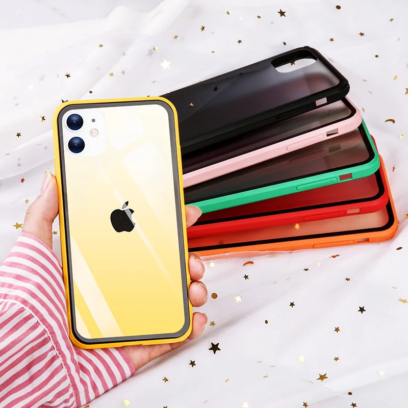 Для iPhone 11 Pro Max прозрачный разноцветный чехол из закаленного стекла для телефона X