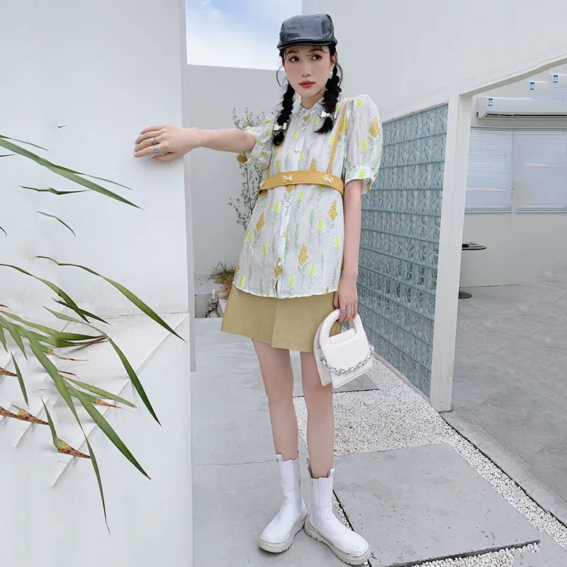 Women Shirt French Floral Puff Sleeve Chic Short Top High Quality Small Stand-Up Collar Summer Fashion Casual Female Shirt
Women Shirt French Floral Puff Sleeve Chic Short Top High Quality Small Stand-Up Collar Summer Fashion Casual Female Shirt
