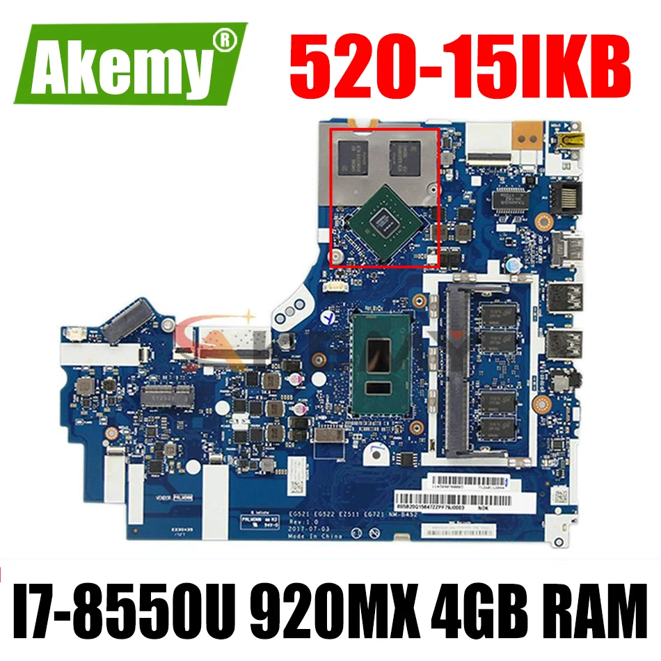 Материнская плата для ноутбука LENOVO Ideapad 320-15IKB 520-15IKB I7-8550U 920MX
Материнская плата для ноутбука LENOVO Ideapad 320-15IKB 520-15IKB I7-8550U 920MX