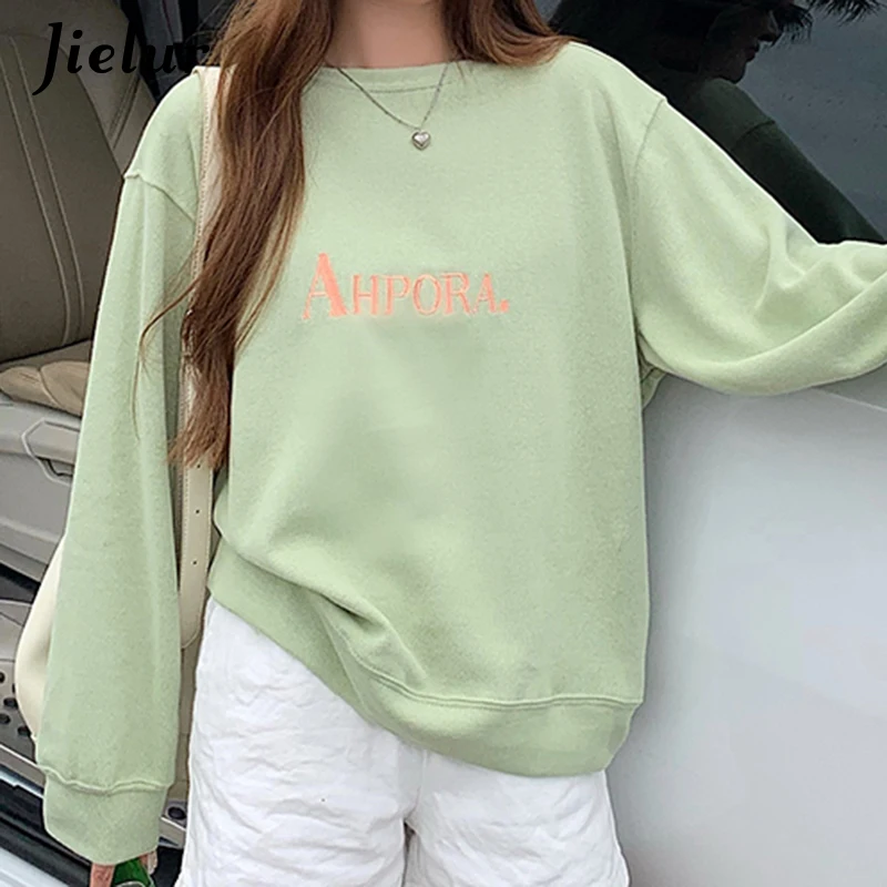 Jielur Autumn Fashion Loose Harajuku Hoodies Female Casual Thin Korean Letter Embroidery Green Women Pullover Sweatshirt
Jielur Autumn Fashion Loose Harajuku Hoodies Female Casual Thin Korean Letter Embroidery Green Women Pullover Sweatshirt