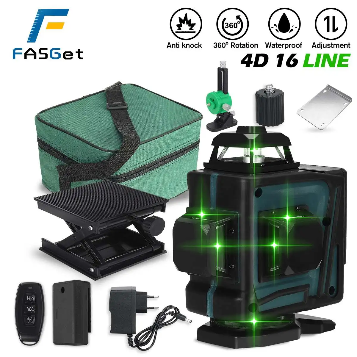 FASGet 4D 16 Lines Green Laser Level Self-Leveling 360 Horizontal Vertical Cross Line Super Powerful Laser Level APP Control
FASGet 4D 16 Lines Green Laser Level Self-Leveling 360 Horizontal Vertical Cross Line Super Powerful Laser Level APP Control