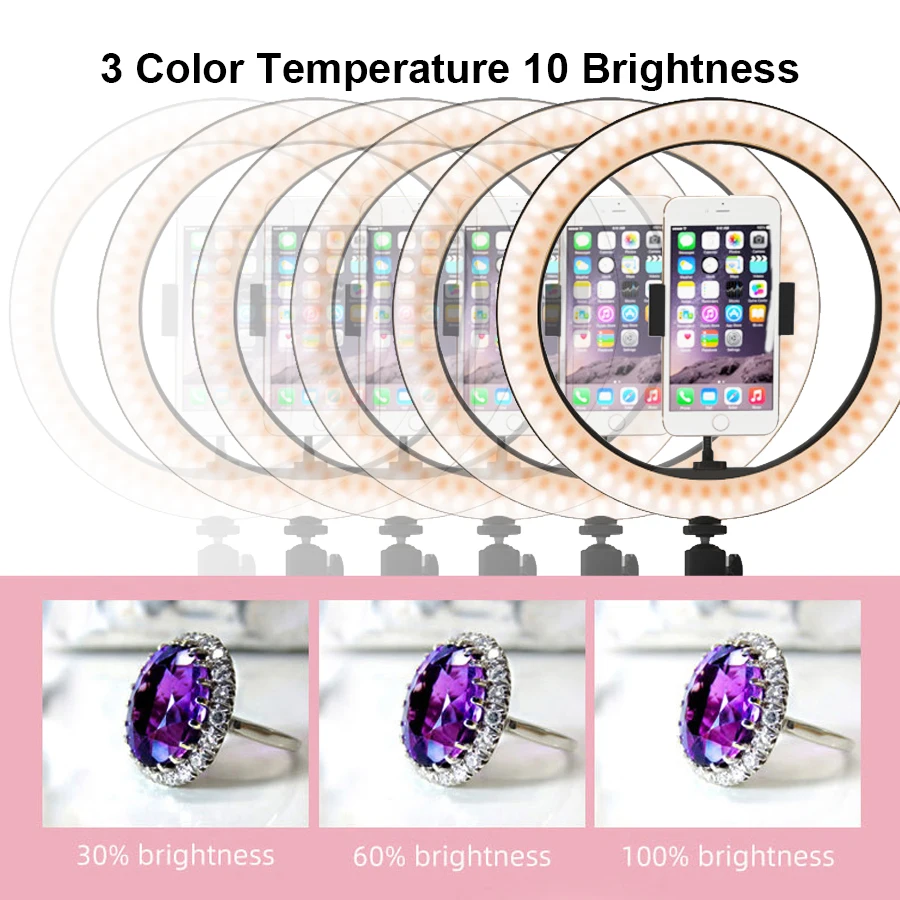 10 inch Selfie Ring Light with Tripod Lamp For Youtube Live Streaming Studio Video Led Dimmable Photography Lighting USB Cable 
10 inch Selfie Ring Light with Tripod Lamp For Youtube Live Streaming Studio Video Led Dimmable Photography Lighting USB Cable