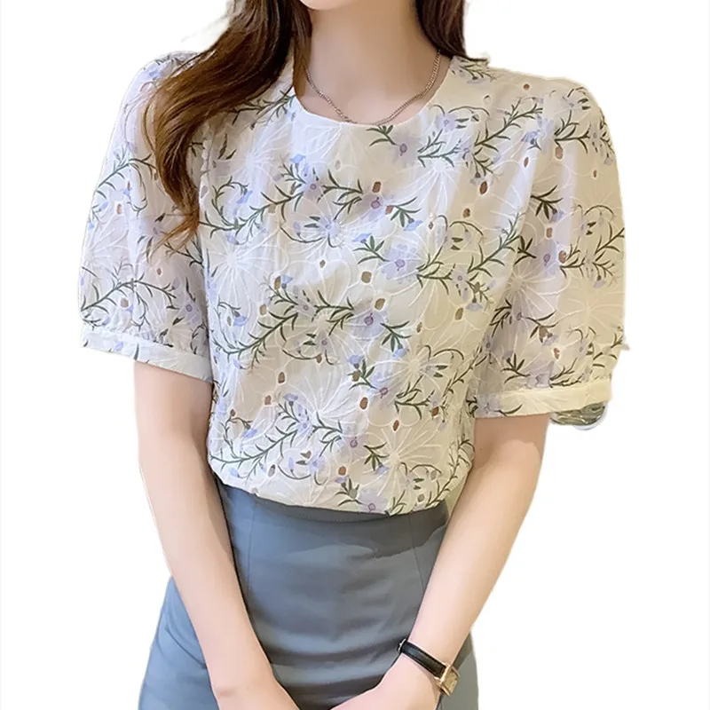 Women Shirt printing Blouses for Women floral short sleeve Shirts women's clothing 2021 blue o-neck Blouse Female lace Shirts OL
Women Shirt printing Blouses for Women floral short sleeve Shirts women's clothing 2021 blue o-neck Blouse Female lace Shirts OL