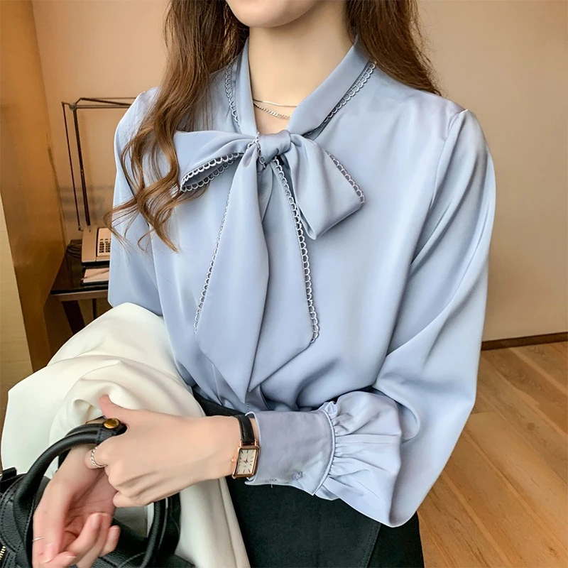 Women Long Sleeve Blouses Spring Autumn V-Neck Pullover Top Ladies Elegant Fashion Bow Tops Solid Casual Shirts
Women Long Sleeve Blouses Spring Autumn V-Neck Pullover Top Ladies Elegant Fashion Bow Tops Solid Casual Shirts