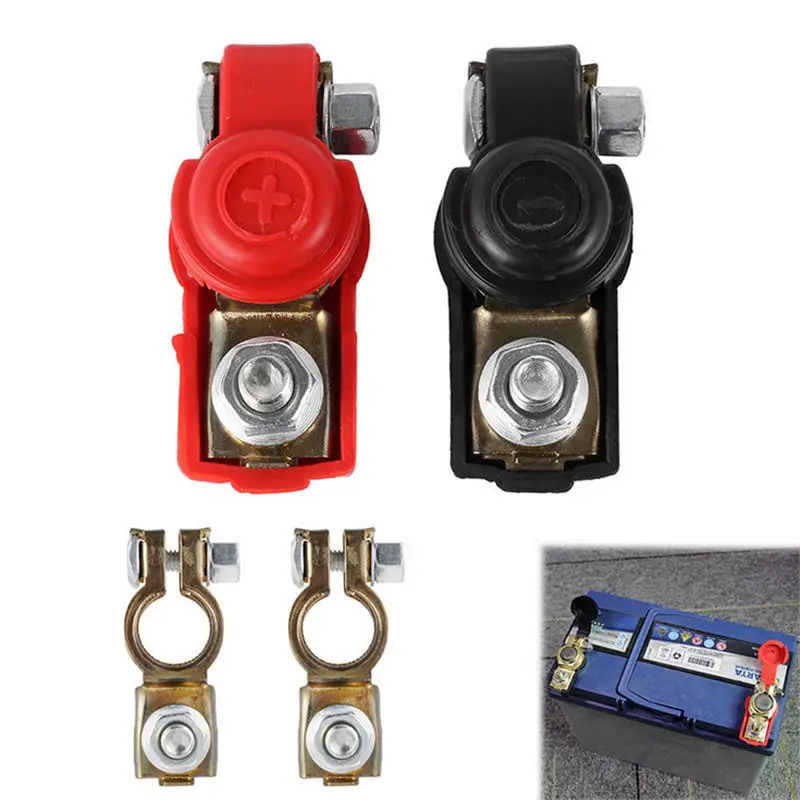 

2pcs Car 6V 12V Battery Terminal Connector Battery Quick Release Battery Terminals Clamps Cap Clips Copper Auto Truck Caravan