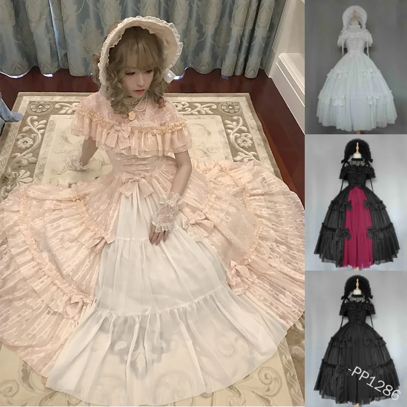 Women Medival Dress Solid Color Lace Bow Lolita Palace Dress Women's Autumn Princess Dress A Line High Waist
Women Medival Dress Solid Color Lace Bow Lolita Palace Dress Women's Autumn Princess Dress A Line High Waist