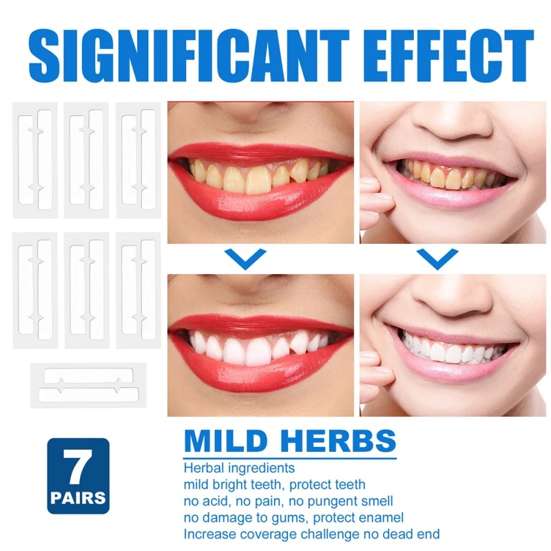 Teeth Whitening Strips 7 Pairs/kit Teeth Yellowing Stains Removal Safe Moisure-activated Teeth Care Treatment
Teeth Whitening Strips 7 Pairs/kit Teeth Yellowing Stains Removal Safe Moisure-activated Teeth Care Treatment