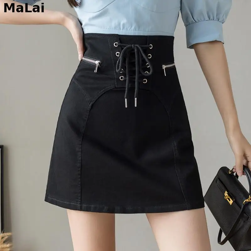 Female Skirt High Waist Zipper Bandage Patchwork Short Jean Skirt For Women Summer Elegant Mini A-Line Korean Style Cotton Denim
Female Skirt High Waist Zipper Bandage Patchwork Short Jean Skirt For Women Summer Elegant Mini A-Line Korean Style Cotton Denim