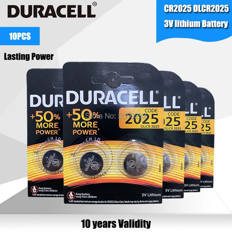 10 шт. оригинал для DURACELL CR2025 кнопочный аккумулятор 3 в литиевые батареи часов